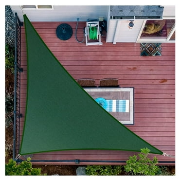 15' x 15' x 21.2' Green Sun Shade Sail UPF50 Right Triangle SMTAPT32 Canopy Fabric Cloth Screen, Water Air Permeable & UV Resistant, Heavy Duty (We Customize Size)