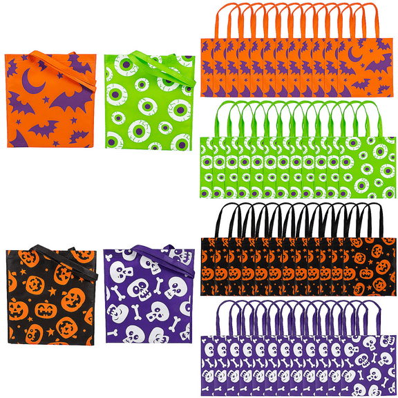 15" x 17" Bulk Large Nonwoven Halloween Tote Bag Assortment, Apparel Accessories, Halloween, 100 Pieces