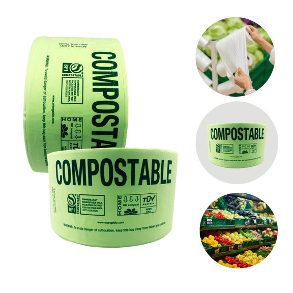 OrangeBio Compostable Produce Bags, 15" x 17", 800 Count, 2 Pack