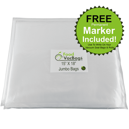 15" x 18" Jumbo FoodVacBags Vacuum Seal Bags - 100 Count for Large Food Items, Extended Food Storage, and Meal Prep