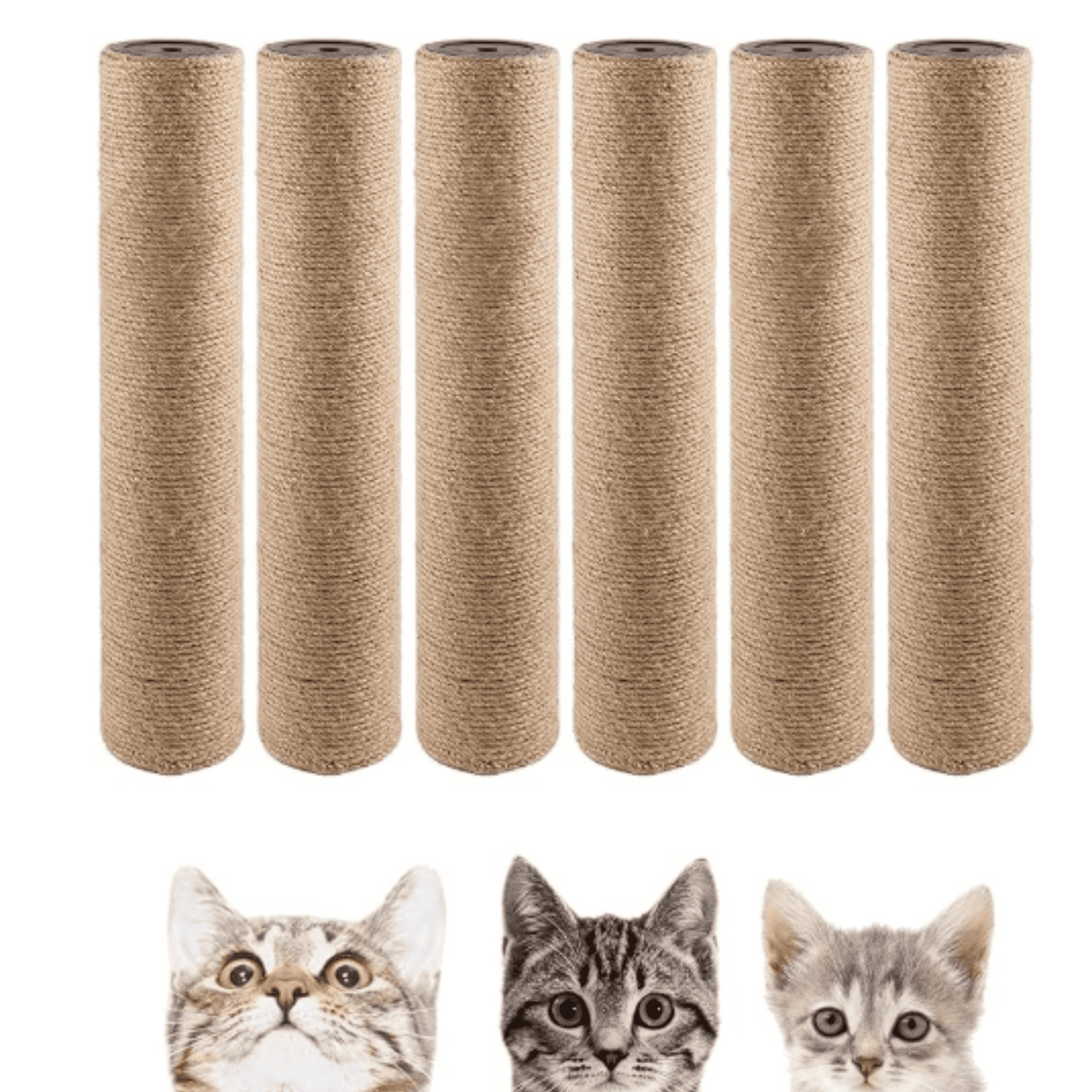 15" x 2.75" M8 6 Pack Cat Tree Scratching Post Replacement Parts for Indoor Cats Tower Rope Scratch Poles Refill Sisal Pole Part for Refurbishment Accessories Spare Green