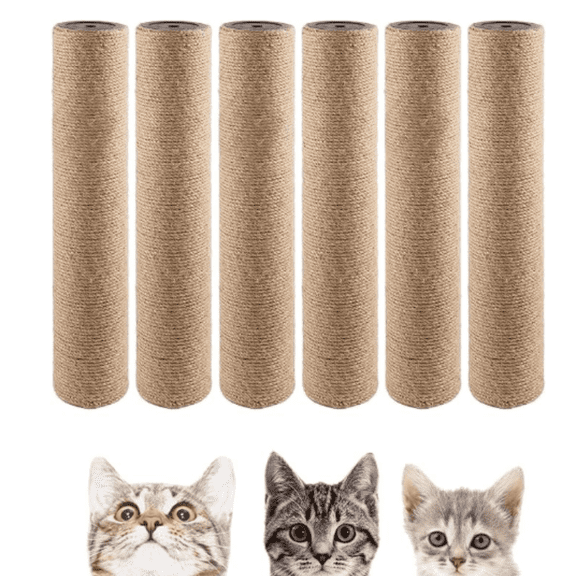15" x 2.75" M8 6 Pack Cat Tree Scratching Post Replacement Parts for Indoor Cats Tower Rope Scratch Poles Refill Sisal Pole Part for Refurbishment Accessories Spare Green
