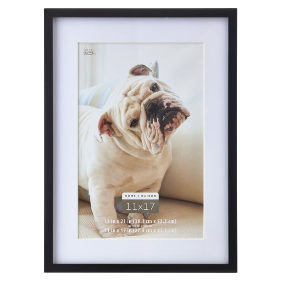 Studio Decor 15" x 21" Black Home Tyler Frame with Mat - Includes Pre-attached Hanging Hardware, Horizontal or Vertical Display - 1 Pack