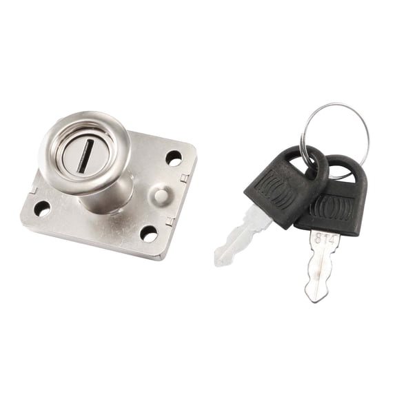 15 x 21mm Dia Cylinder Head Square Plate Cupboard Security Drawer Lock w 2 Keys