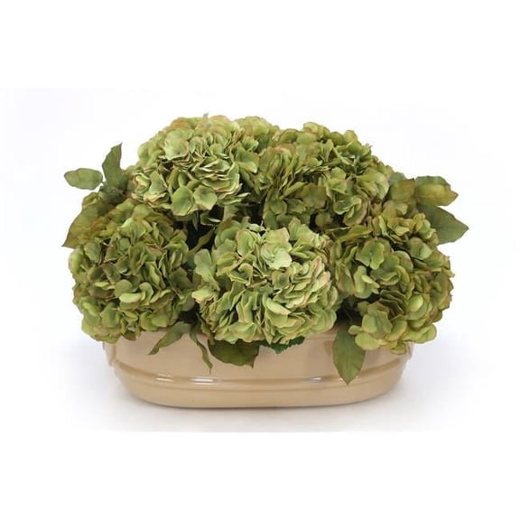 15 x 22 x 18 in. Unisex Brown Hydrangeas in Oval Planter - Green
