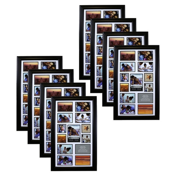Studio Decor 15" x 27" Black 13-Opening Collage Frame - Includes Pre-attached Hanging Hardware, Horizontal or Vertical Display - Bulk 8 Pack