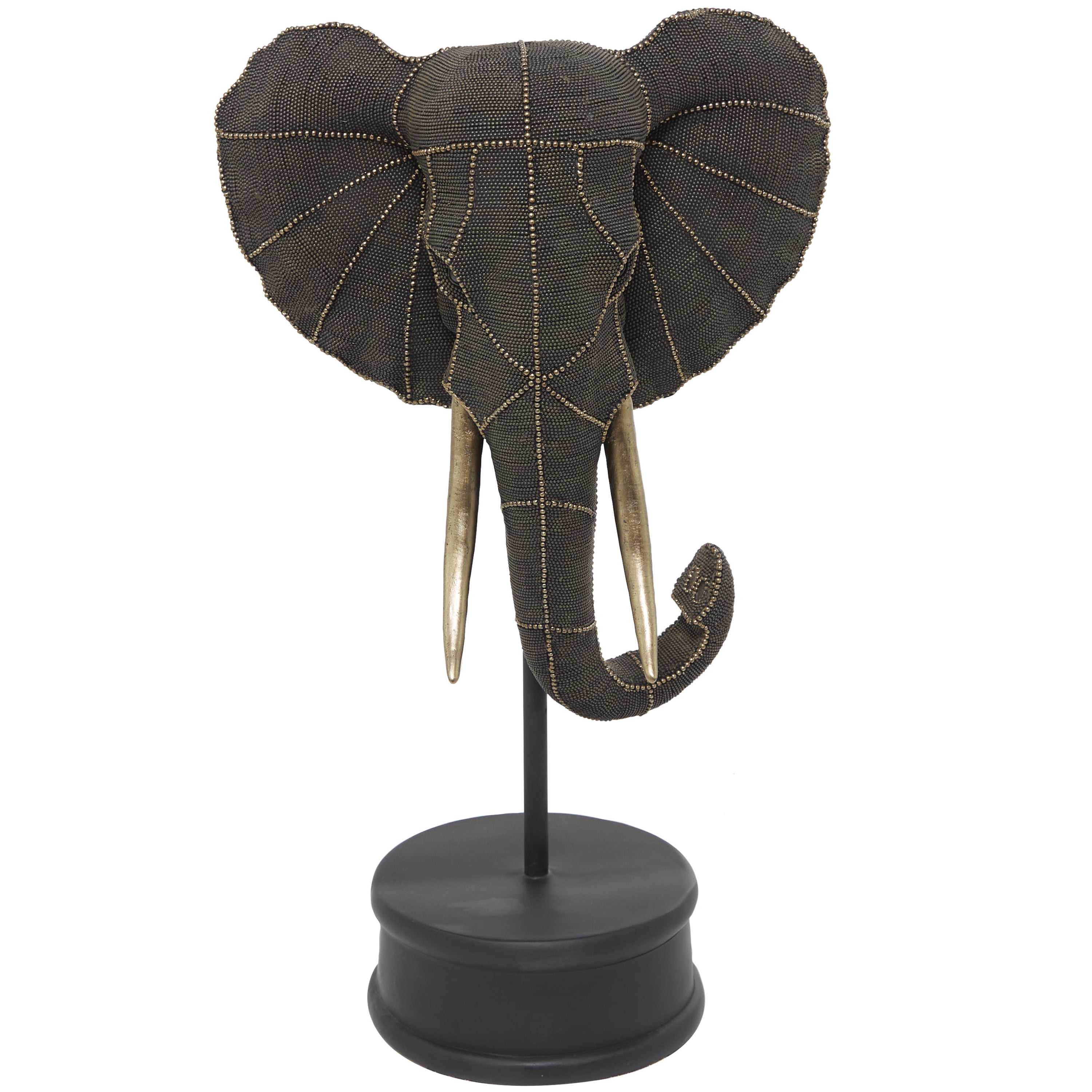 15" x 27" Black Polystone Elephant Sculpture, by DecMode