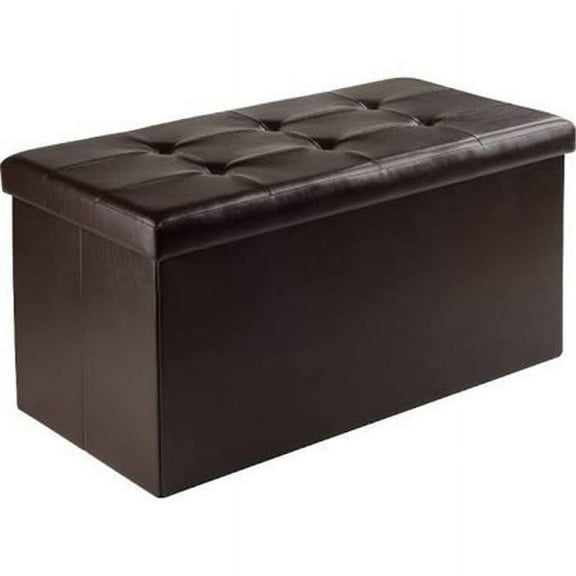 15 x 29.9 x 32.1 in. Ashford Ottoman with Storage Faux Leather, Espresso