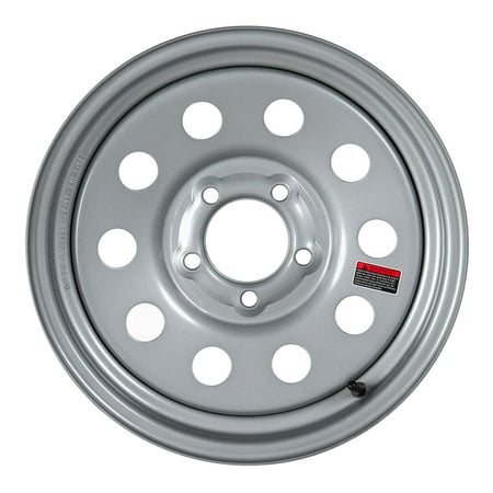 15" x 5" - 5 Lug Silver Mod Solid Steel Trailer Wheel Rim - 5x5 Bolt Pattern
