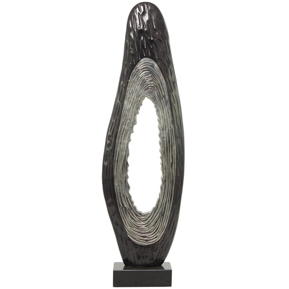 15" x 50" Black Aluminum Metal Teardrop Abstract Sculpture with Black Base, by DecMode