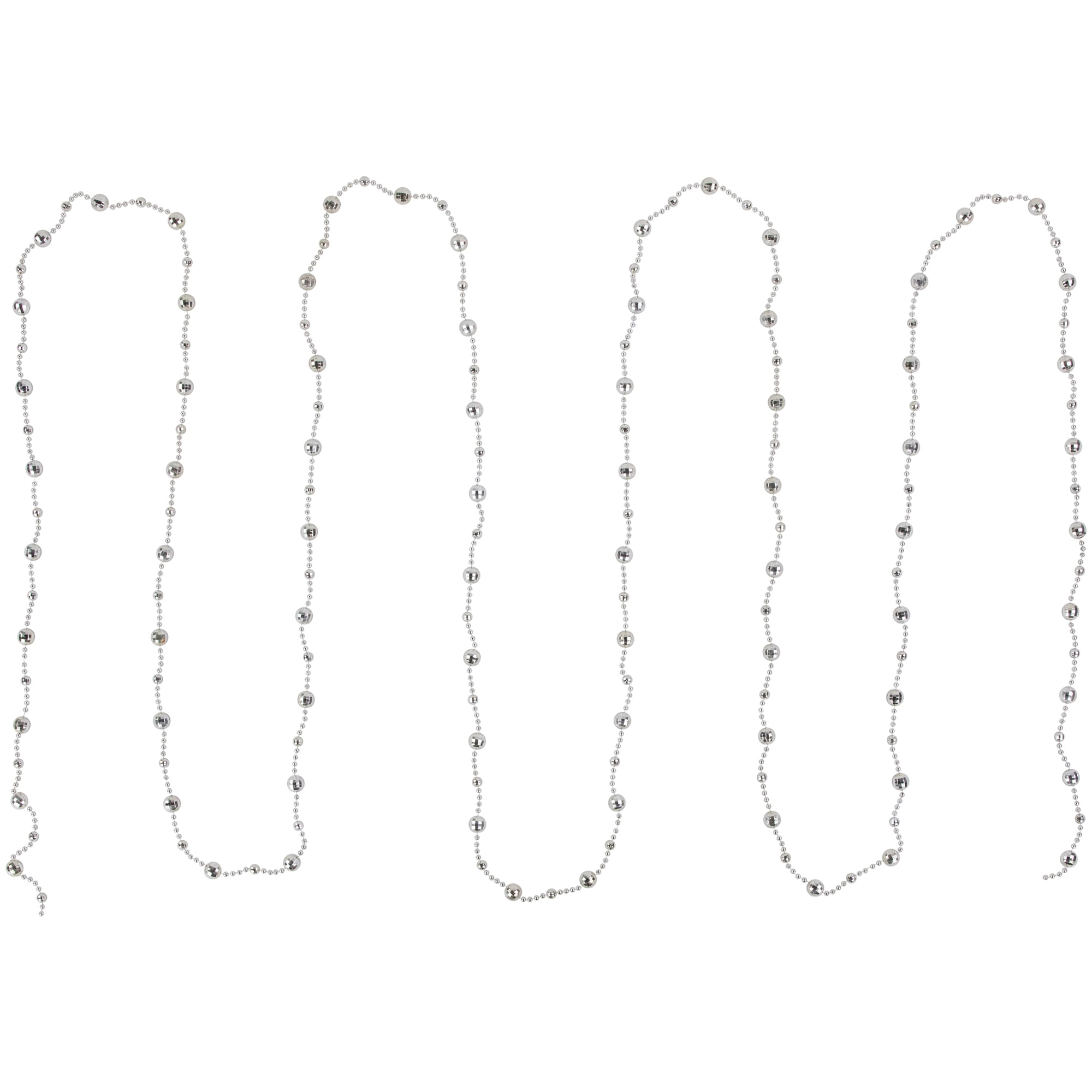 15' x .50" Shiny Silver Mirrored Disco Ball Beaded Christmas Garland