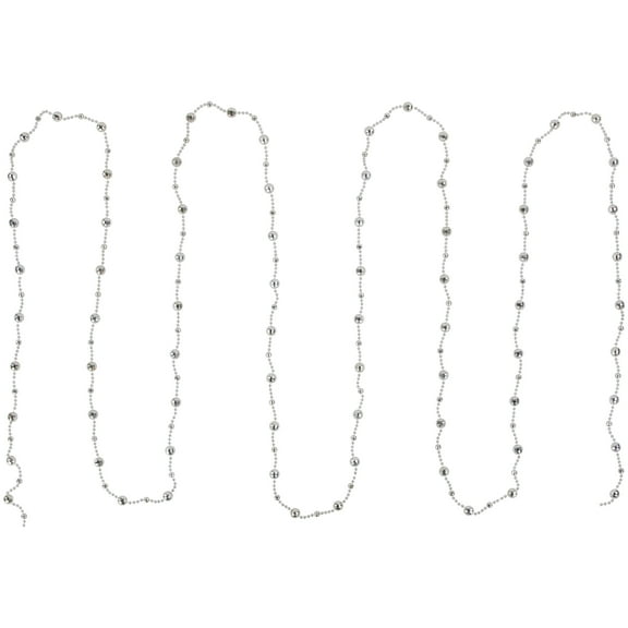 15' x .50" Shiny Silver Mirrored Disco Ball Beaded Christmas Garland
