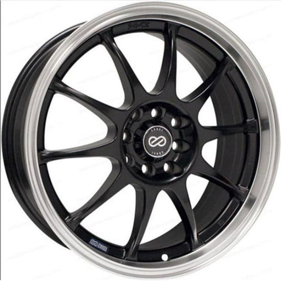 15 x 6.5 in. J10 5 x 100 & 114.3 mm 38 mm Offset 72.62 mm Bore Matte Black with Machined Lip Wheel