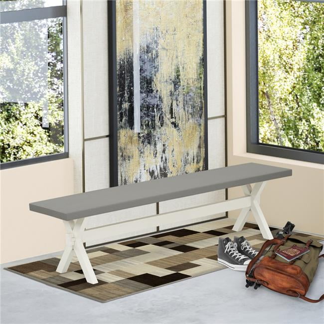 Modern Elegance 72" Cement Top Dining Bench with Linen White Legs