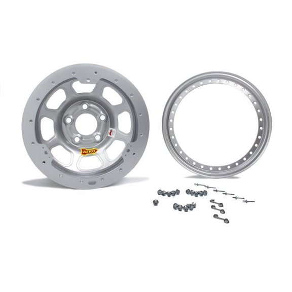 15 x 8 in. 3 in. Backspace 4.75 in. Bolt Pattern Silver Beadlock Wheel