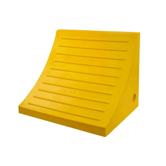 15"x10-1/2"x12" Polyurethane Wheel Chock W/ Mounting Holes for RVs, Semi Trucks & Trailers - 60 Ton Load Capacity - 40-3/16" Tire Compatibility - Orange