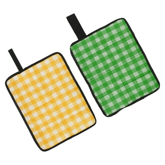 15"x11" Outdoor Sitting Mat 2 Pack Waterproof Oxford Cloth Seat Cushion Green White/Yellow White
