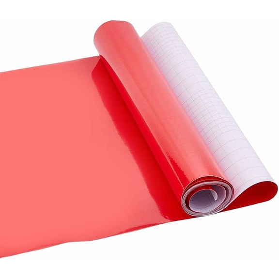 15" x13FT Metallic Adhesive Vinyl Roll Red Wall Stickers PVC Self-Adhesive Vinyl Wrap Peel and Stick DIY Art Decor Wall Sticker for Car Cabinets Home Dcor Red
