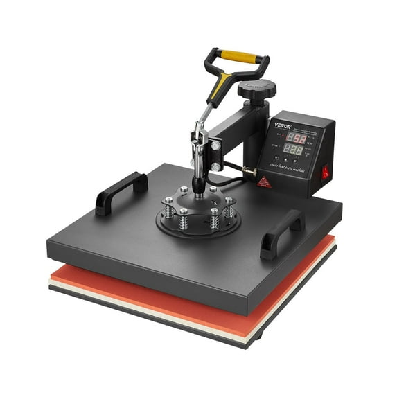 15"x15" 2-in-1 Heat Press Machine - Digital Sublimation Transfer Printer for T-Shirts, Hats, Mugs & DIY Crafts - 360° Swivel Design with LCD Display & Auto Pressure Control