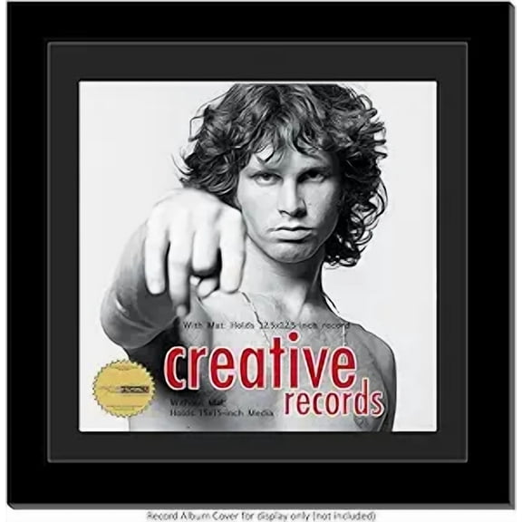 15"x15" LP Vinyl Record Frame Display, Music Album Cover Holder, Stunning Wall Art Decor w/Black Mat, Dust-free Glass, and Wall Hanger for Musicians & Music Lovers, 1-Pack