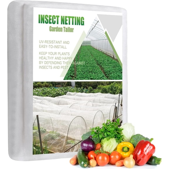 15'x20' Silver Garden Netting Pest Barrier - 1 Pack Fine Mesh Plant Protection Row Cover for Raised Beds, Greenhouse Bug Screen for Vegetables Fruits