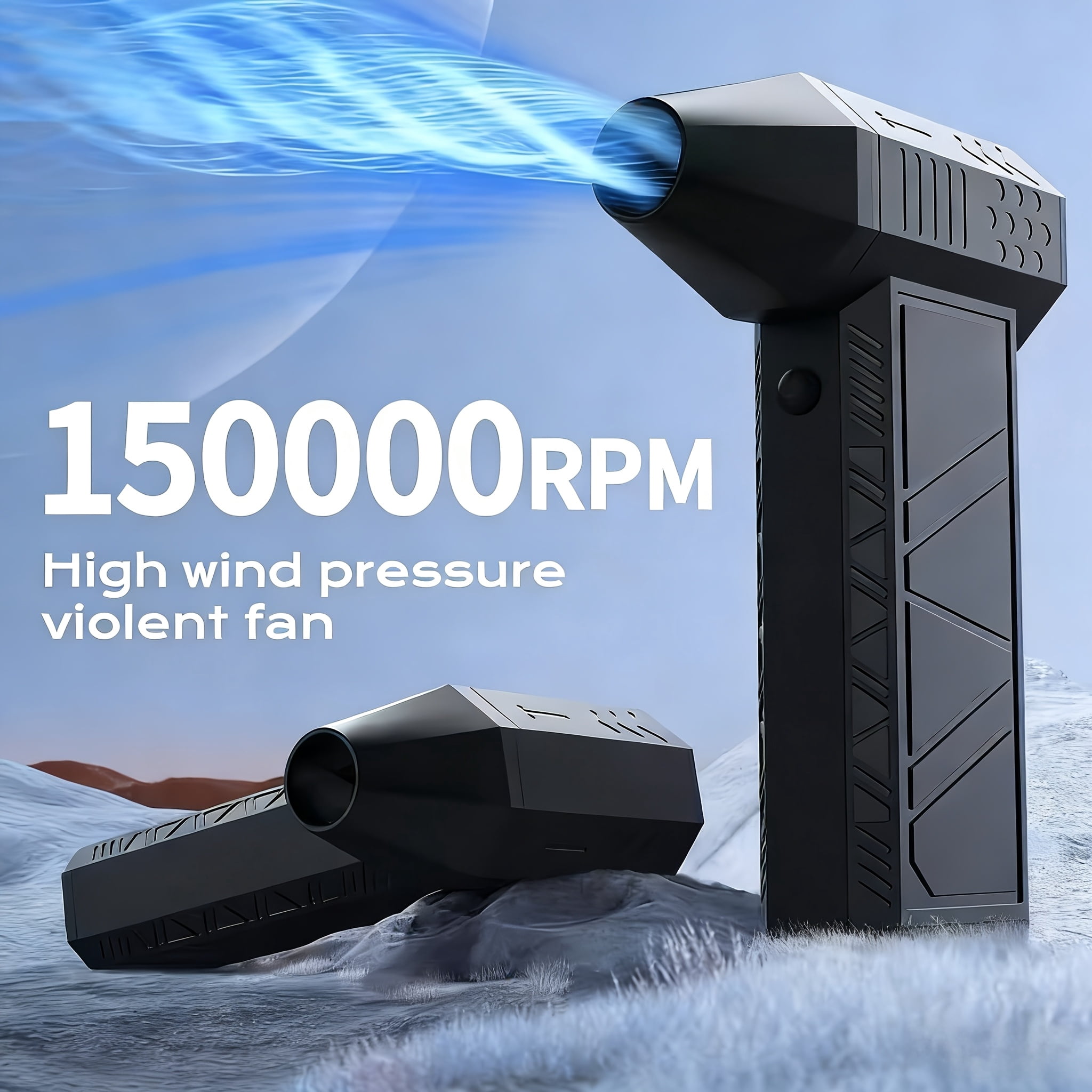 150,000RPM High-Speed Turbo Fan, Portable Handheld Blower with 4 Speeds, Ideal for Keyboard, Car & Home Cleaning, Lightweight, Large Battery, Durable, Powerful Airflow