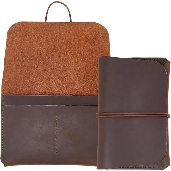 150 * 100mm Passport Holder Cover Wallet RFID Blocking Coconut Brown Crazy Horse Leather Wallet Handmade Genuine Leather Passport Case Travel Document Organizer for Men Women Brown