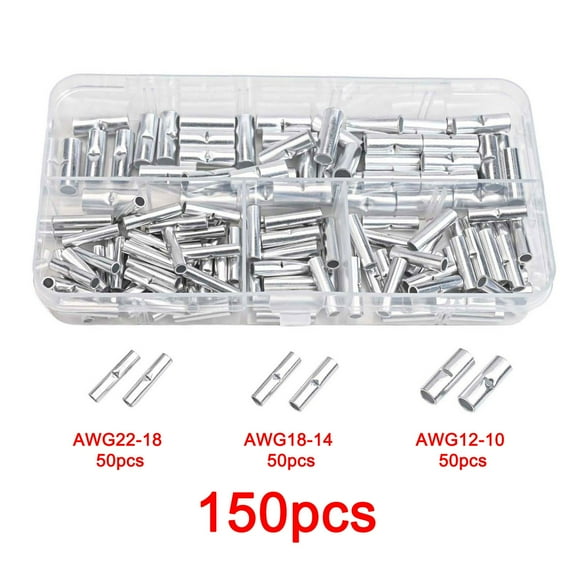 150/200/280Pcs Non Insulated Butt Connectors Wire Butt Connectors Wire Connectors 22 To 10Awg For Auto Diy Electric Power System