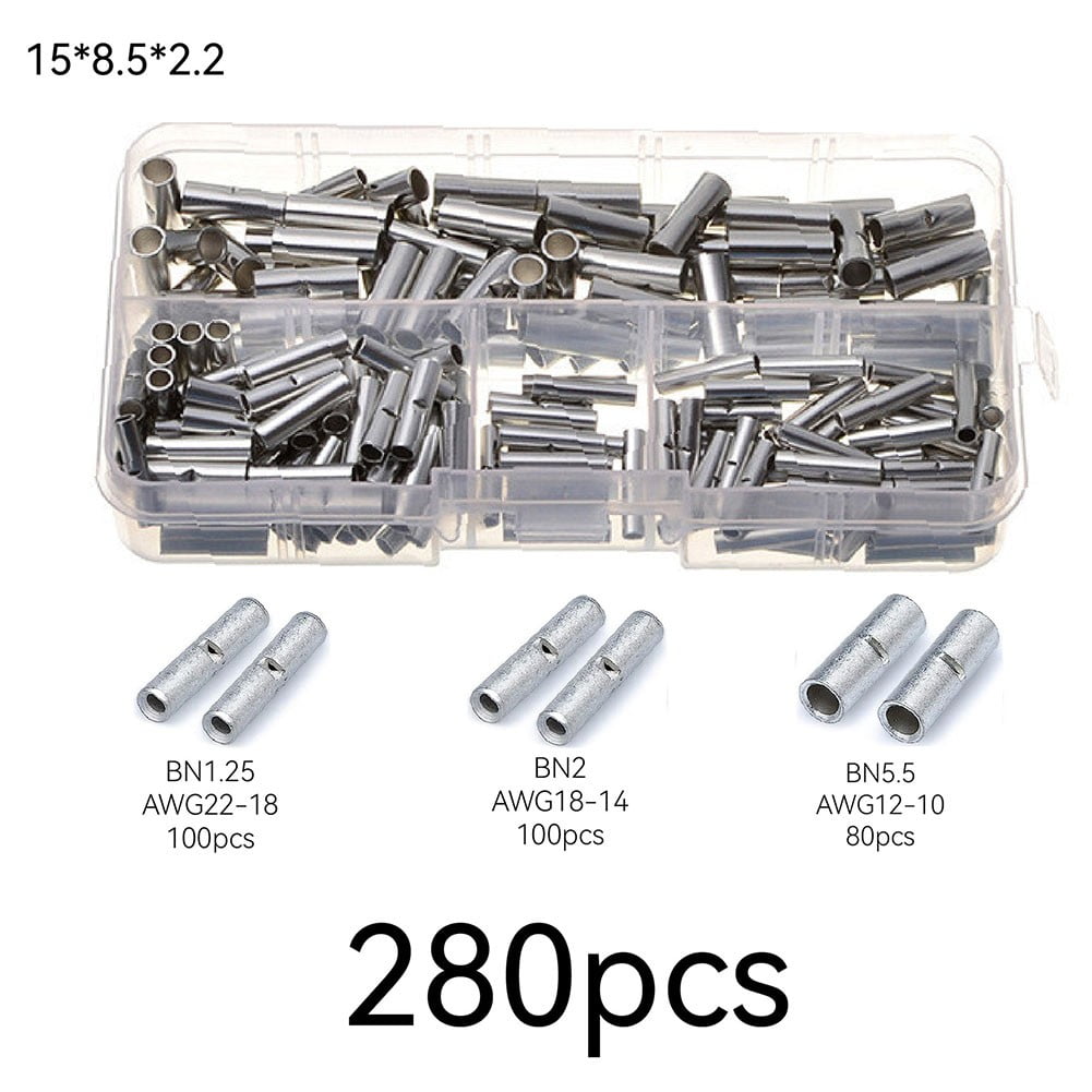100 Pack 12-10 AWG Seamless Non Insulated Butt Connector Terminals - View #6