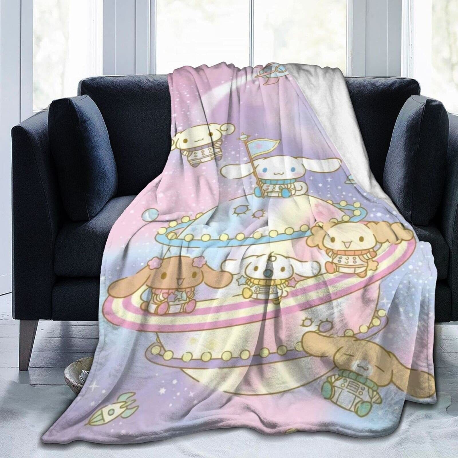 150*200cm Sanrios Cinnamoroll Kuromi Mymelody kawaii Cartoon Flannel Blanket Anime Plush Soft