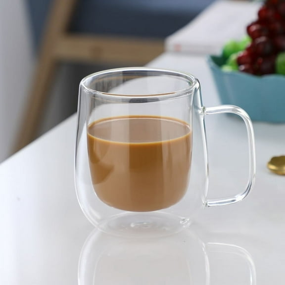150/250/350ML Heat Resistant Double Wall Glass Coffee Cup with Handle Cappuccino Latte Breakfast Tea Milk Water Clear Cups Gift