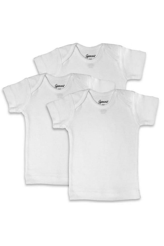 150-3-12 6 Piece White Lap Shoulder Shirts - 9-12 Months