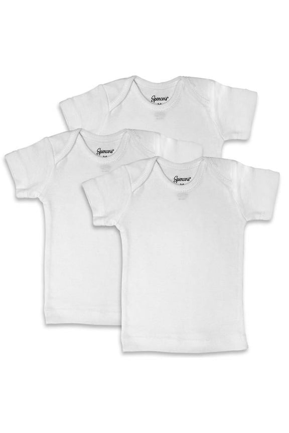 150-3-9 5 Piece White Lap Shoulder Shirts - 6-9 Months