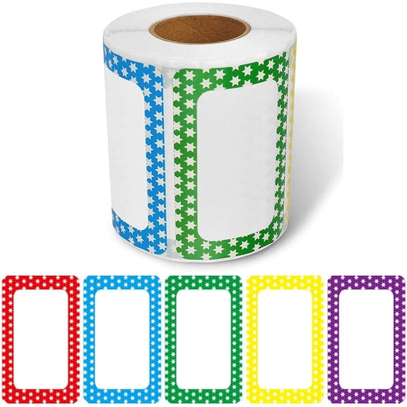 150/300 Pcs Colorful Border Name Labels, Self-Adhesive Name Tags Stickers Personalized Stickers, Colored Blank Name Stickers Category Labels for School, Home Can Be Used On Clothes, Packages