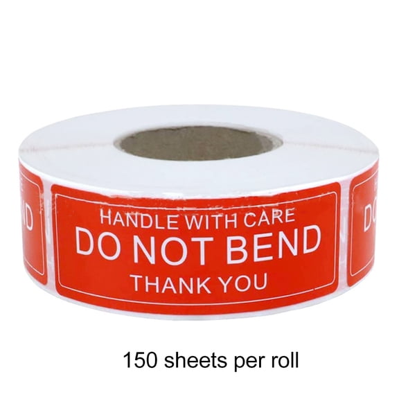 150 & 500Pcs/Roll Warning Sticker Handle With Care DO NOT BEND 2.5x7.5cm Packaging Remind Labels