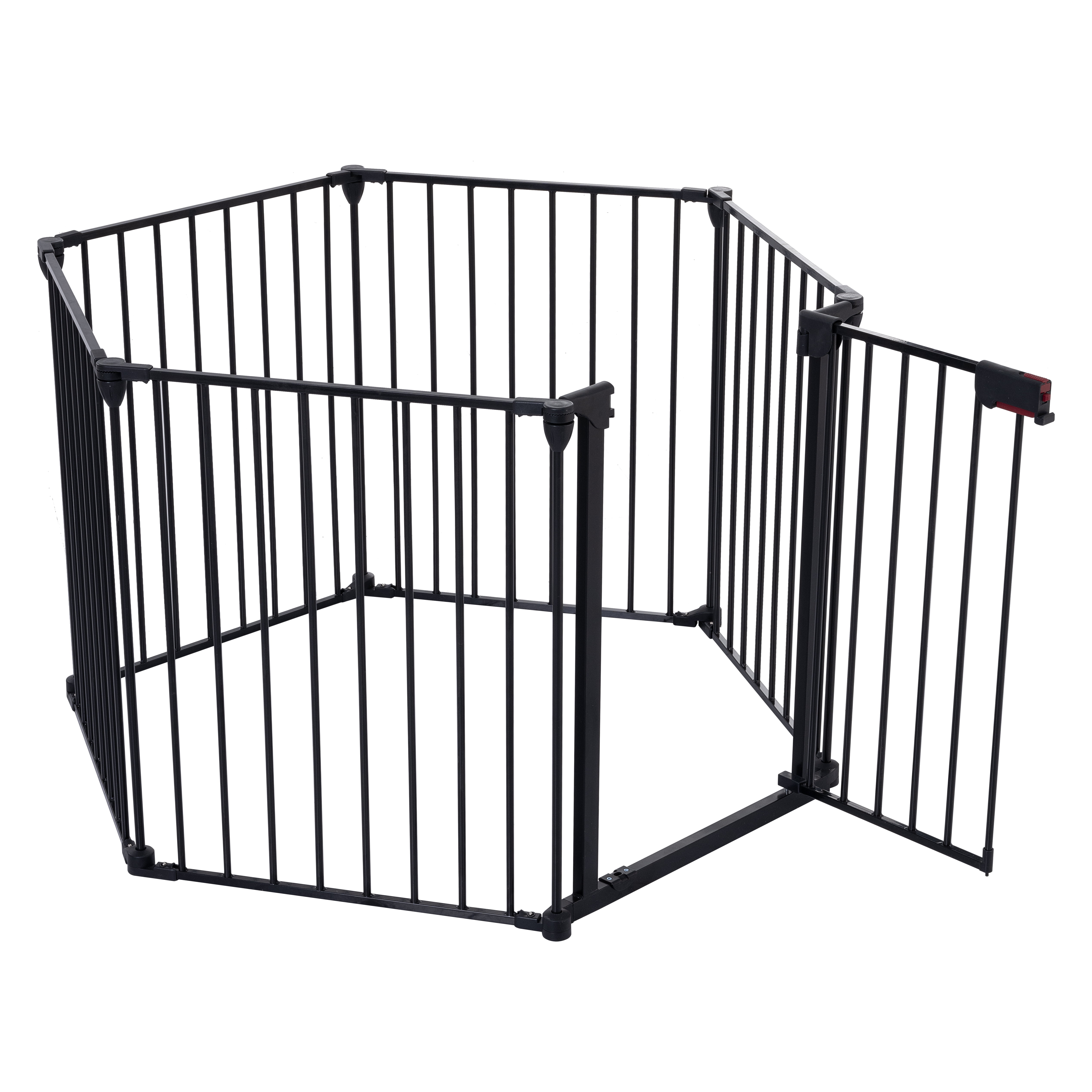150" 6-Panel Adjustable Metal Fence | Versatile freestanding play yard and wide room divider for doorways and fireplaces