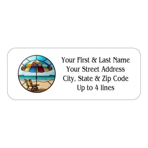 150 Beach Chair Umbrella Stained Glass Mailing Return Address Labels Personalize