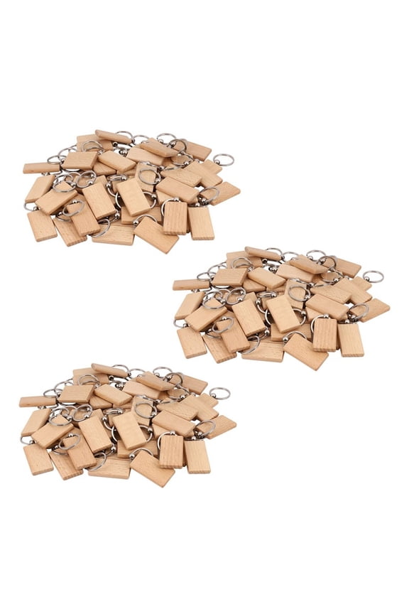150 Blank Wooden Keychain Rectangular Engraving Key ID Can Be Engraved DIY