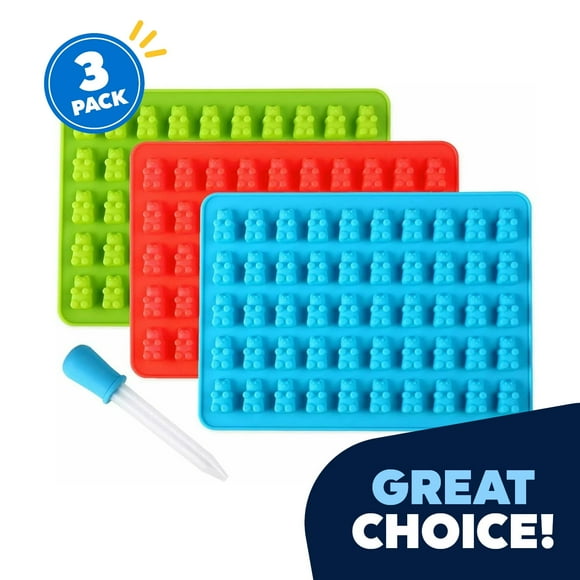 150 Cavities / 3 Trays Gummy Bear Candy Molds Silicone - Chocolate Gummy Molds with 1 Dropper Non-stick Silicone Candy Molds Nonstick Food Grade Silicone