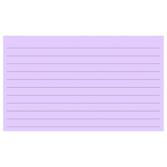 : 150 Color Cardstock 3" x 5" Index Cards, Light Purple, Lined Landscape Format