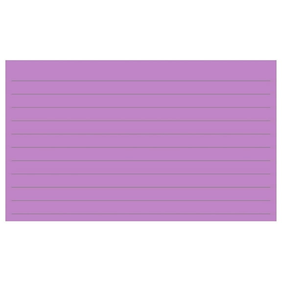 : 150 Color Cardstock 3" x 5" Index Cards, Medium Purple, Lined Landscape Format