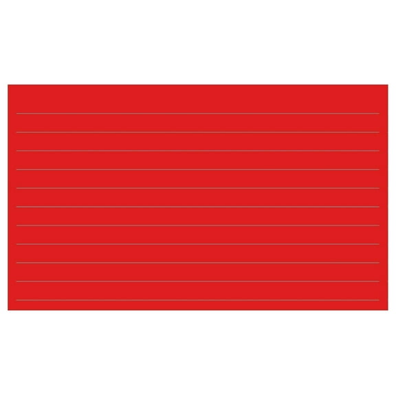 : 150 Color Cardstock 3" x 5" Index Cards, Red, Lined Landscape Format