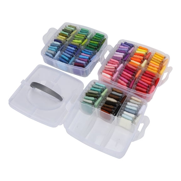 150-Color Embroidery Thread Set with Three-Layer Plastic Storage Case for DIY Crafting and Sewing Projects