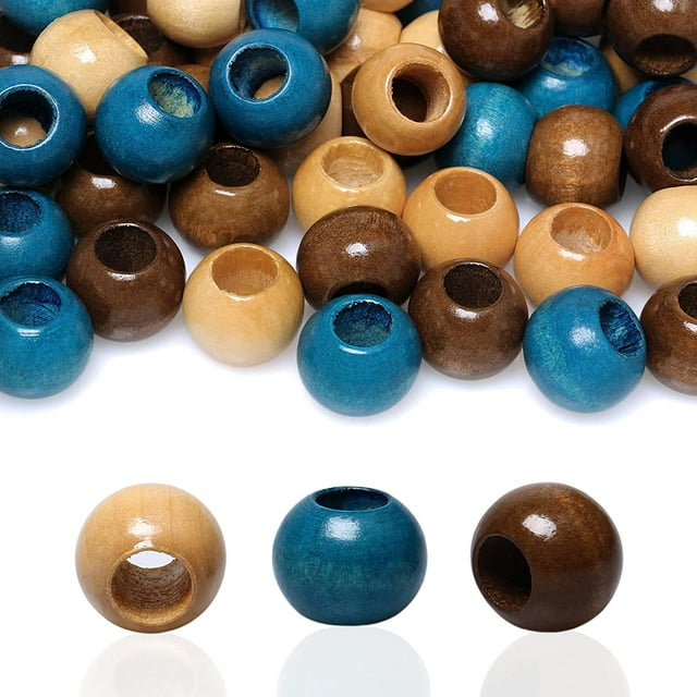 150 Colored Wood Macrame Beads Large 20mm Size with 9mm Hole 50