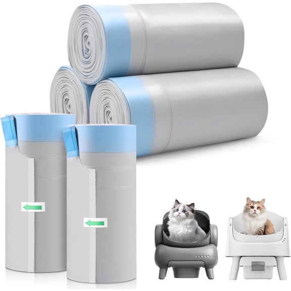 150 Count Cat Litter Box Bags for Petpivot Autoscooper 11 NeakasaM1 Open-Top Self-Cleaning Cat Litter Boxes, Leak-Proof Drawstring Trash Bags Replacement, Unscented, 27" x 13", Holds 23 lbs