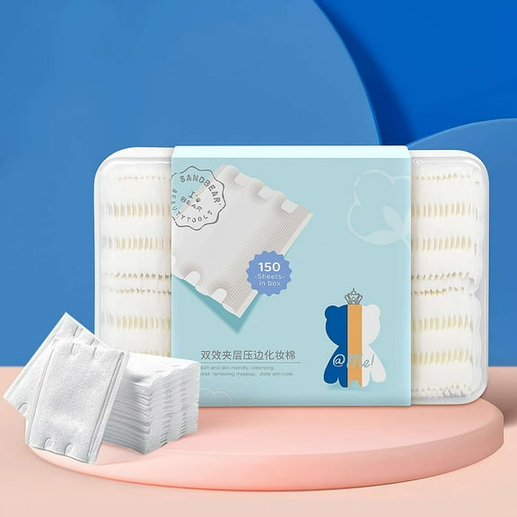 150 Count Cotton Pads for Face, Soft Lint-Free Makeup Remover Pads for Facial and Eye Use