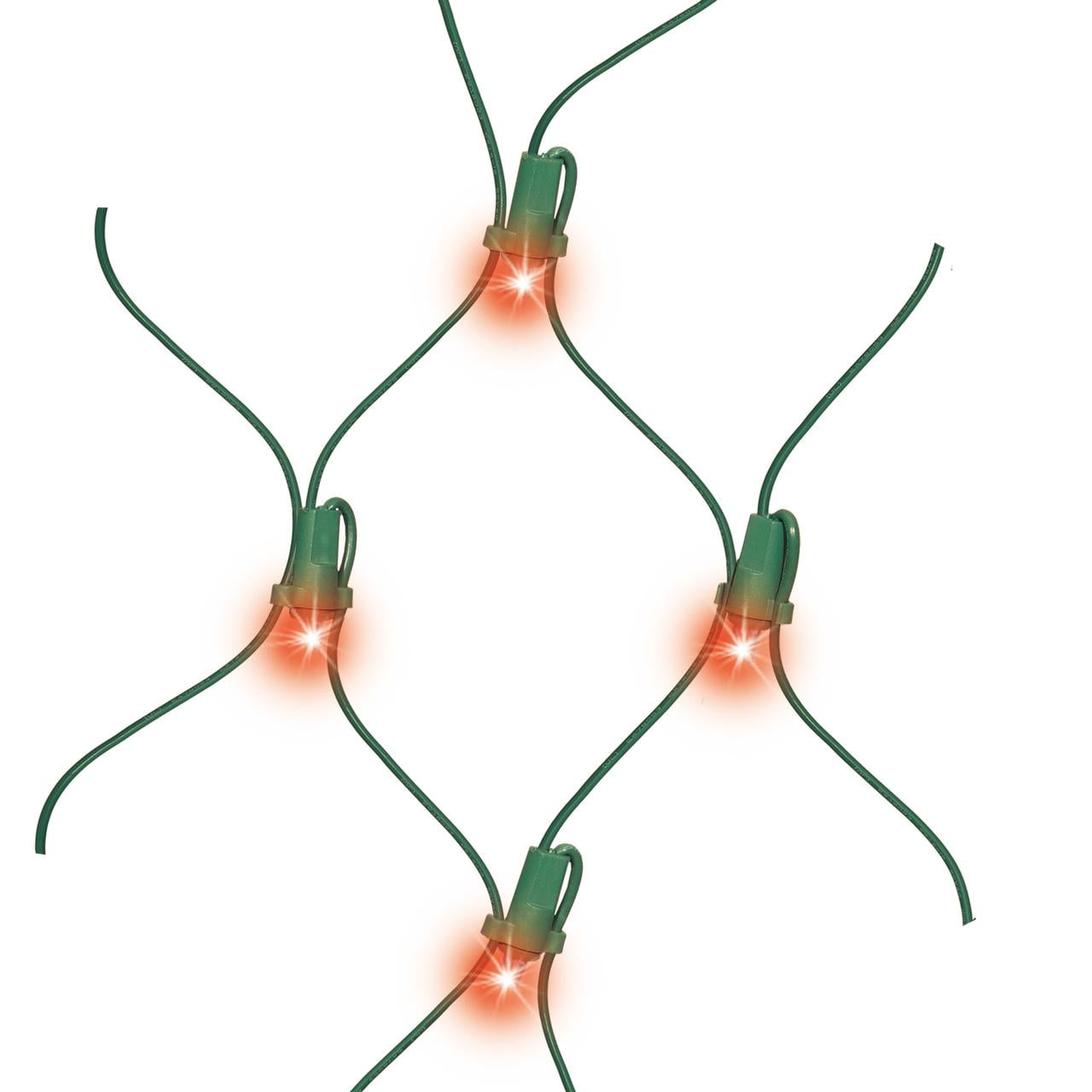 150Count Red LED Net Christmas Lights with Green Wire, 24 Sq. Ft