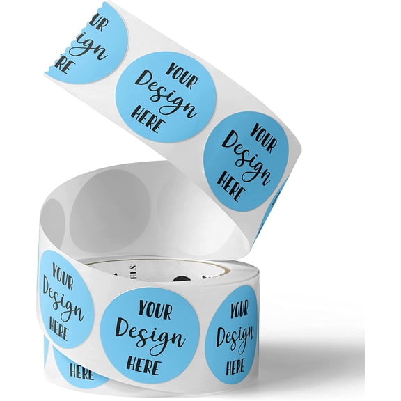 150 Custom Circle Roll Labels, Custom Sticker, Custom Text, Image, Logo Sticker for Business, Party, Wedding and Baby Shower Gloss/Matte Finish (3 inch Circle)