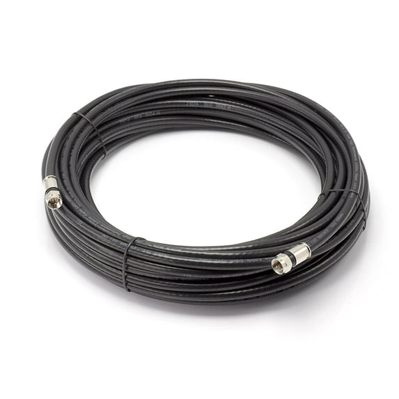 150' Feet, Black RG6 Coaxial Cable (Coax Cable) with Weather Proof Connectors, F81 / RF, Digital Coax - AV, Cable TV, Antenna, and Satellite, CL2 Rated, 150 Foot