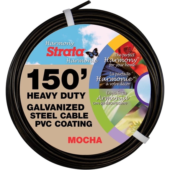 150 Feet Clothesline Outdoor Heavy Duty Galvanized Wire Steel Cable, Mocha PVC Coating - Clothes Line Wires for Outside Laundry Drying